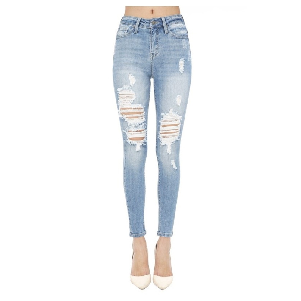 NEW- Distressed High Rise Ankle Skinny Jeans